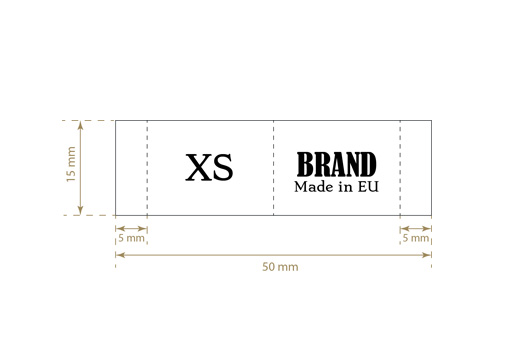 Textiletikett mit Größe Modell TL-M18