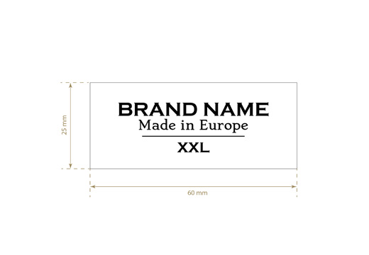 Textiletikett aus Satin mit Größe Modell TL-M48